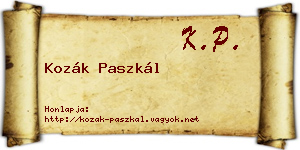 Kozák Paszkál névjegykártya